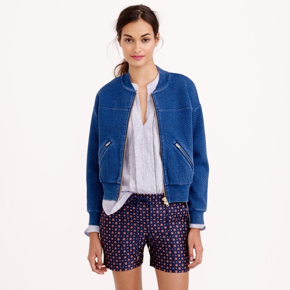 J. Crew Jackets & Blazers - J. Crew Quilted Indigo Bomber Jacket Size XS
